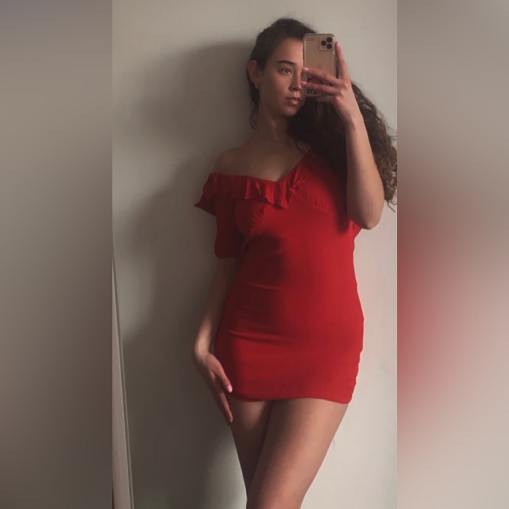 Reformation Simon Dress in Cherry Red